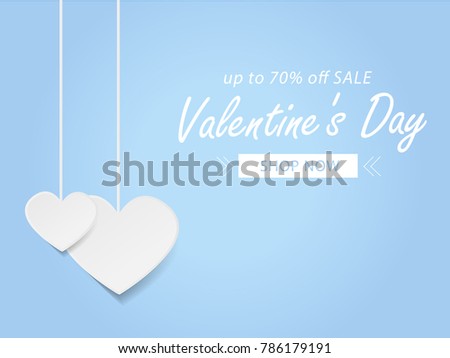 Valentines day sale background with paper heart Vector illustration. Wallpaper, flyers, invitation, posters, brochure, banners