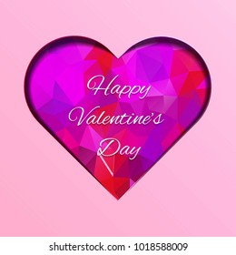 Valentines day sale background with polygon heart pattern. Vector illustration. Wallpaper, flyers, invitation, posters, brochure, banners.