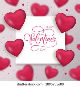 Valentine's day sale background with realistic 3d hearts. For wallpaper, flyers, invitation, posters, brochure, banners.