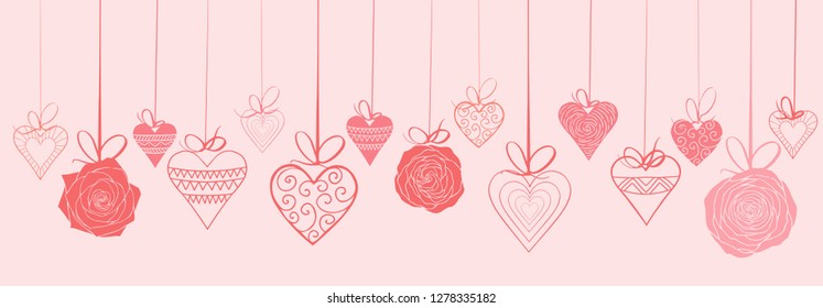 Valentines day sale background with rose pattern. Vector illustration. Wallpaper, flyers, invitation, posters, brochure, banners