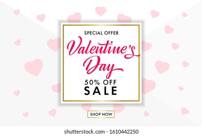 Valentines day sale background with rose hearts on gray colors background. Vector illustration. Valentine`s day special offer promo for wallpaper, flyers, invitation, posters, brochure, banners