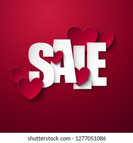 Valentine`s day Sale background. Vector illustration.