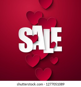 Valentine`s day Sale background. Vector illustration.