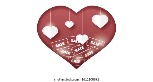 Valentines day sale background. Vector illustration. 