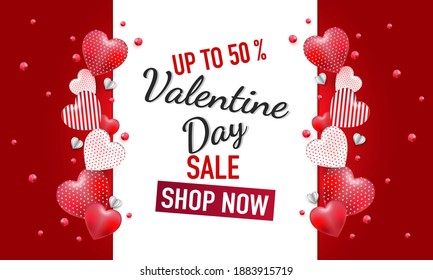 Valentine's Day sale background. Vector illustration for website , posters,ads, coupons, promotional material.