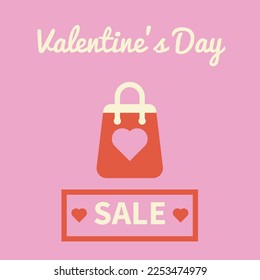 Valentine's day sale background. Vector template for digital marketing and sales promotion . Trendy design in flat style. Poster, banner, flyer.