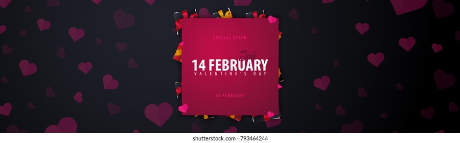 Valentines day sale background. Wallpaper, flyers, invitation, posters, brochure voucher banners Vector illustration