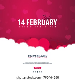 Valentines day sale background. Wallpaper, flyers, invitation, posters, brochure voucher banners Vector illustration