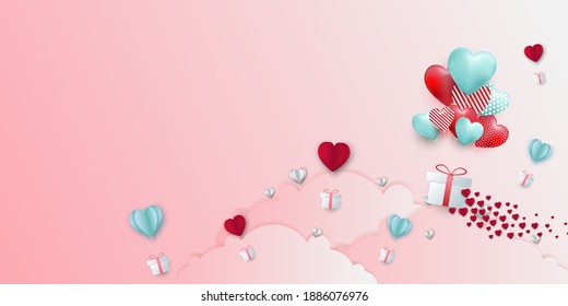 Valentine's Day sale background.Romantic composition with hearts . website , Wallpaper, flyers, invitation, posters, brochure, banners.Vector illustration. 