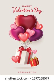 Valentine's Day sale background.Romantic composition with hearts . Vector illustration for website , posters,ads, coupons, promotional material.