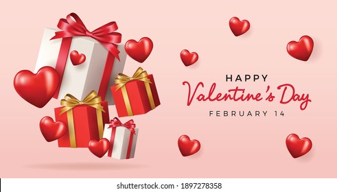 Valentine's Day sale background.Romantic composition with hearts . Vector illustration for website , posters,ads, coupons, promotional material.