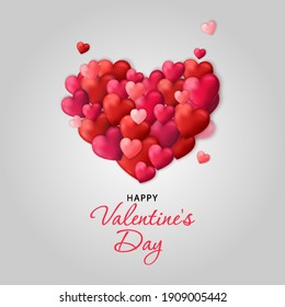 Valentine's Day sale background.Romantic composition with hearts and serpentine. Vector illustration for website, posters, ads, coupons, promotional material.