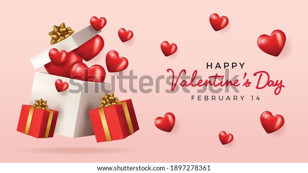 Valentine\'s Day sale background.Romantic\
composition with hearts . Vector illustration for website ,\
posters,ads, coupons, promotional\
material.