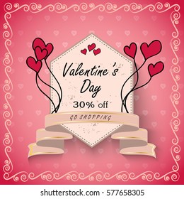 Valentines day sale background,vector illustration.Hearts shape pattern.For wallpaper, invitation,poster,brochure and banner.Voucher discount offer for web site,advertising and marketing concept