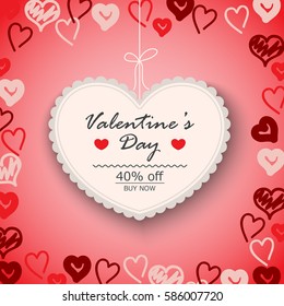 Valentines day sale background,vector illustration.Hearts shape pattern.For wallpaper, invitation,poster,brochure and banner.Voucher discount offer for web site,advertising and marketing concept