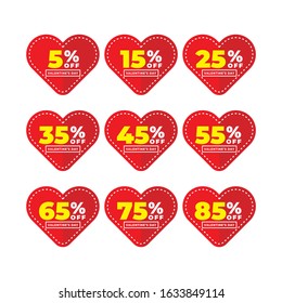 valentine's day sale badge set, discount set
