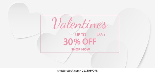 Valentines day sale banner with 3D hearts.Super Sale.Valentines Day social media banner.Vector wallpaper, flyers, invitation, website banners, online shopping,posters, brochure.Love Day Spesial Offer.