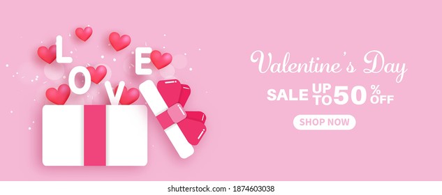 Valentine's day sale banner. sale up to 50%.