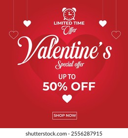 Valentine's Day Sale Banner with 50% off.