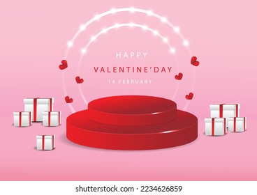 valentines day sale banner backgroud with cylinder shape showing products Stock Illustration
