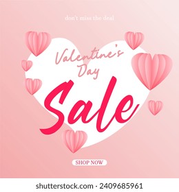 Valentine's day sale banner. Big sale valentine's day advertising background. Valentine's day illustration