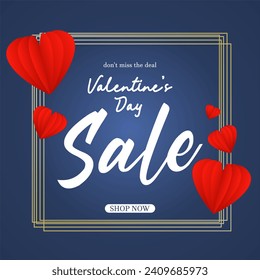 Valentine's day sale banner. Big sale valentine's day advertising background. Valentine's day illustration