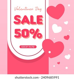 Valentine's day sale banner. Big sale valentine's day advertising background. Valentine's day illustration