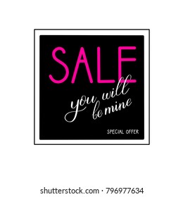Valentines day sale banner, Calligraphic love lettering
