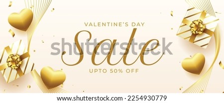 valentines day sale banner for couple with surprise giftbox vector 