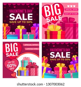 Valentine's day sale banner design. Vector illustration