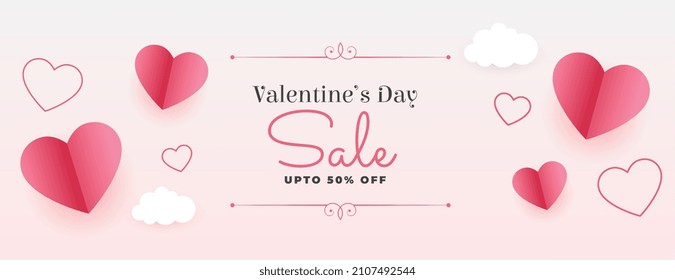 valentines day sale banner in doodle style