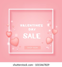 Valentines Day Sale banner.  Element for promotional advertising. Cover for Holiday Graphic Design. Happy Valentine's Day. Vector illustration.