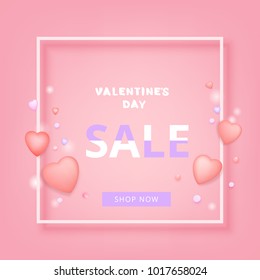 Valentines Day Sale banner.  Element for promotional advertising. Cover for Holiday Graphic Design. Happy Valentine's Day. Vector illustration.