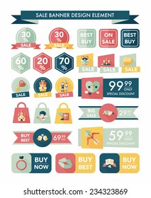 Valentine's Day sale banner flat design background set, eps10