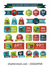 Valentines Day sale banner flat design background set, eps10