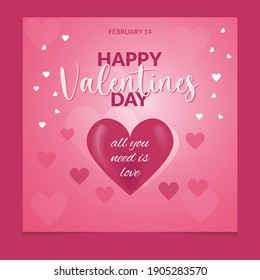 Valentines Day sale banner with Heart Shaped Balloons Pattern, contain pink hearts, Vector illustration, Wallpaper, flyers, brochure, invitation, posters, banners, Happy Valentine's Day wishes, banner