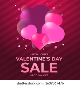 Valentine's Day Sale Banner, love hearth  vector illustration for media promotion