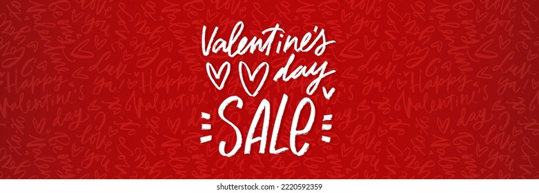 Valentine's day sale banner with low contrast red vector background. 