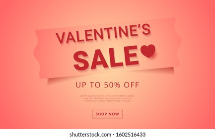 valentines day sale banner, minimal and clean background valentine concepts, can be used for banners, wallpapers, brochures, landing pages.