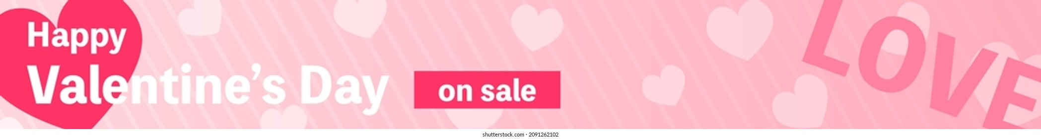 Valentine's Day Sale Banner, Pink Heart , 728x90