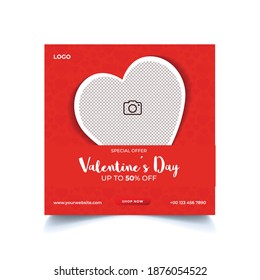 Valentines Day Sale Banner Social Media Post Template