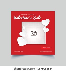 Valentines Day Sale Banner Social Media Post Template