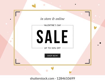 Valentine's Day sale banner template design. Vector illustration.