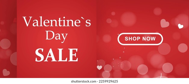 Valentines day sale banner template for social media advertising, invitation or poster design with realistic heart shapes background. Vector illustration