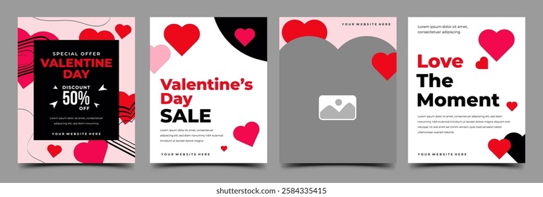 Valentine's day sale banner template collection. Usable for card, social media post, poster, banner