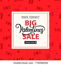 Valentines day sale banner template. Vector illustration. Invitation, discount voucher, poster, flyer, brochure, wallpaper design.