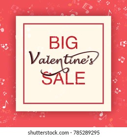 Valentines day sale banner template. Vector illustration. Invitation, discount voucher, poster, flyer, brochure, wallpaper design.