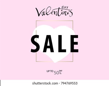 Valentine's day Sale Banner. Trendy Romantic Elegant background for invitation cards, posters, greetings, wallpaper, social media,seasonal clearance. Vector
