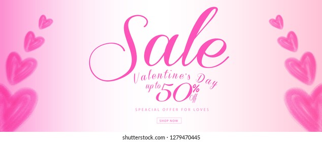 Valentine's day sale banner vector template, Valentines Heart sale tags, web banner design, Discount card,  promotion, flyer layout, ad, advertisement, printing media