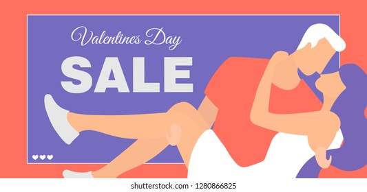 Valentine's Day sale banner. Vector romantic illustration. EPS10